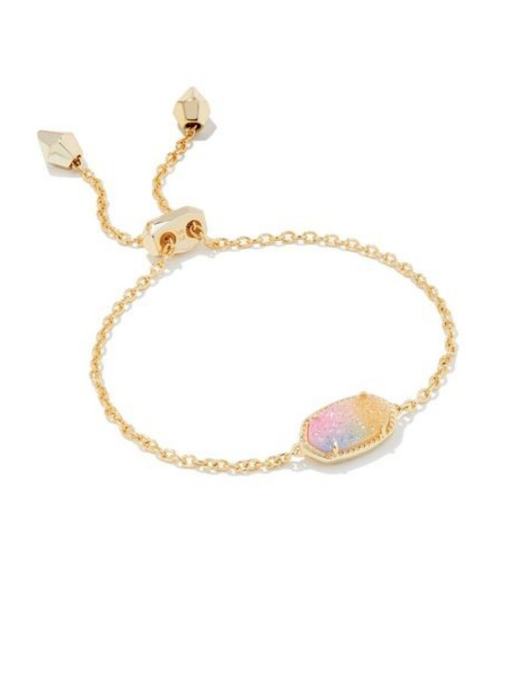 Kendra Scott Bracelet Elaina Gold Adjustable Chain Bracelet In Pink Watercolor